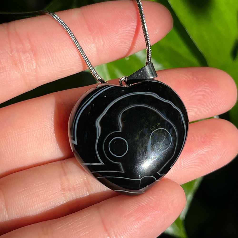 Cute‎ stainless steel banded agate heart